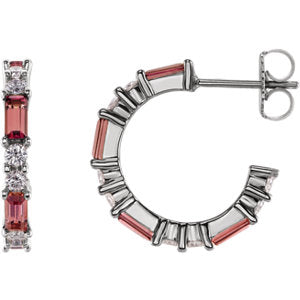 14K White Pink Tourmaline & 1/2 CTW Diamond Earrings - Siddiqui Jewelers