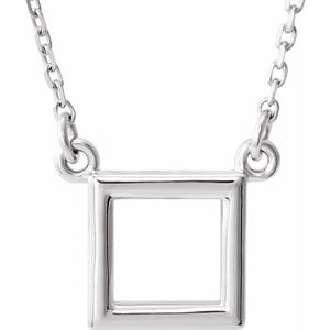 14K White Square 16.5" Necklace - Siddiqui Jewelers