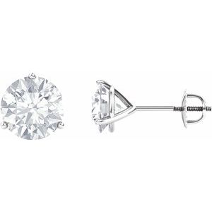 14K White 7.5 mm Round Forever One™ Moissanite Earrings - Siddiqui Jewelers