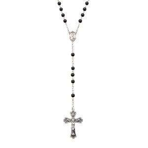 Sterling Silver Onyx Bead Rosary - Siddiqui Jewelers
