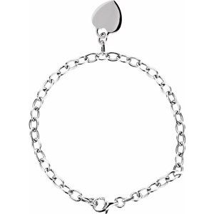 Sterling Silver Rolo 7.5" Bracelet with Heart Charm-Siddiqui Jewelers