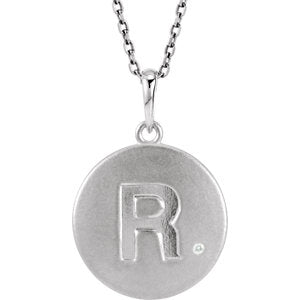 Sterling Silver .005 CTW Diamond Initial R 18" Necklace - Siddiqui Jewelers