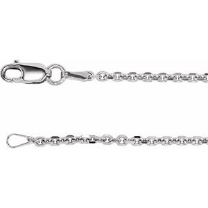 Rhodium-Plated Sterling Silver 1.75 mm Diamond Cut Cable 16" Chain-Siddiqui Jewelers