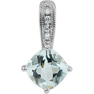 Aquamarine & Diamond Pendant - Siddiqui Jewelers