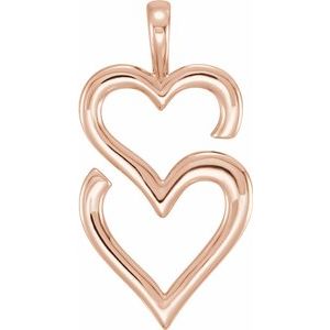 14K Rose Double Heart Pendant - Siddiqui Jewelers
