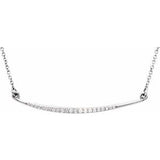 14K White 1/8 CTW Diamond Curved Bar 16" Necklace - Siddiqui Jewelers