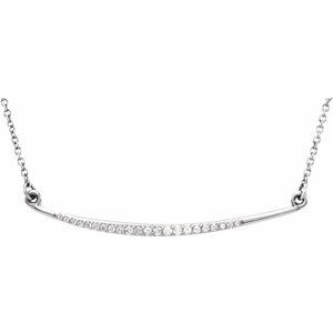 14K White 1/8 CTW Diamond Curved Bar 16" Necklace - Siddiqui Jewelers