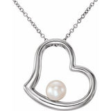 14K White Freshwater Cultured Pearl Heart 18" Necklace - Siddiqui Jewelers