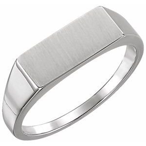 14K White 15x7 mm Rectangle Signet Ring - Siddiqui Jewelers