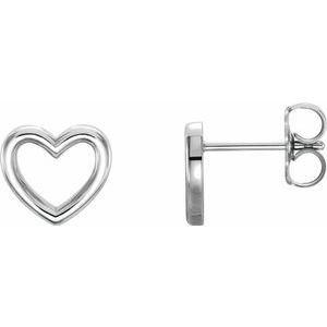 14K White 8.7x8 mm Heart Earrings - Siddiqui Jewelers