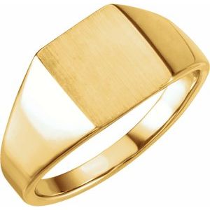 14K Yellow 11x10 mm Rectangle Signet Ring - Siddiqui Jewelers