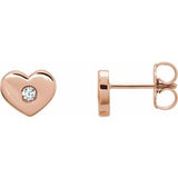 14K Rose .06 CTW Diamond Heart Earrings - Siddiqui Jewelers