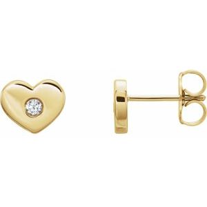 14K Yellow .06 CTW Diamond Heart Earrings - Siddiqui Jewelers