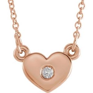 14K Rose .03 CTW Diamond Heart 16" Necklace - Siddiqui Jewelers