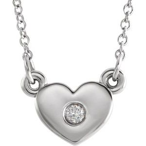 14K White .03 CTW Diamond Heart 16" Necklace - Siddiqui Jewelers