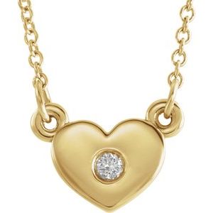 14K Yellow .03 CTW Diamond Heart 16" Necklace - Siddiqui Jewelers