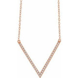 14K Rose 1/6 CTW Diamond "V" 16-18" Necklace - Siddiqui Jewelers
