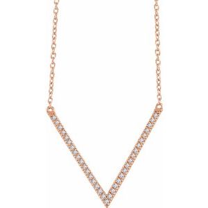 14K Rose 1/6 CTW Diamond "V" 16-18" Necklace - Siddiqui Jewelers