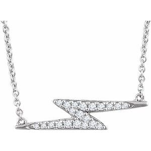 14K White 1/8 CTW Diamond Lightning Bolt 16-18" Necklace - Siddiqui Jewelers