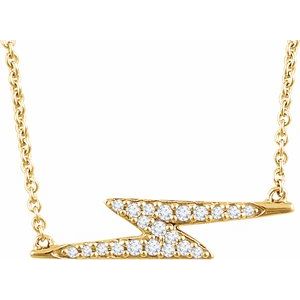 14K Yellow 1/8 CTW Diamond Lightning Bolt 16-18" Necklace - Siddiqui Jewelers