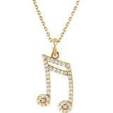 14K Yellow 1/5 CTW Diamond Double Sixteenth Note 16" Necklace - Siddiqui Jewelers
