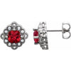 14K White Chatham® Created Ruby & 1/10 CTW Diamond Earrings - Siddiqui Jewelers