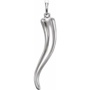 14K White 31.5x5.9 mm Italian Horn Pendant - Siddiqui Jewelers