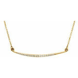 14K Yellow 1/8 CTW Diamond Curved Bar 16" Necklace - Siddiqui Jewelers