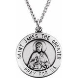 Sterling Silver 18 mm St. James Medal 18" Necklace - Siddiqui Jewelers