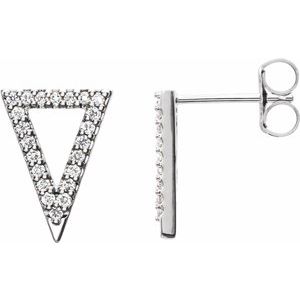 14K White 1/4 CTW Diamond Triangle Earrings - Siddiqui Jewelers
