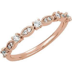 14K Rose 1/5 CTW Diamond Granulated Stackable Ring Size 7-Siddiqui Jewelers