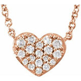 14K Rose 1/10 CTW Diamond Heart 18" Necklace - Siddiqui Jewelers