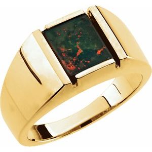 14K Yellow Bloodstone Men's Ring - Siddiqui Jewelers