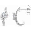 14K White 3/8 CTW Diamond Two-Stone J-Hoop Earrings - Siddiqui Jewelers