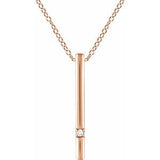 14K Rose .015 CT Diamond Bar 16-18" Necklace - Siddiqui Jewelers