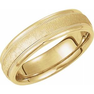 14K Yellow 6 mm Half Round Band with Milgrain & Florentine Finish Size 14 - Siddiqui Jewelers
