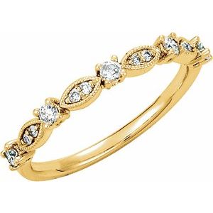 14K Yellow 1/5 CTW Diamond Granulated Stackable Ring Size 7-Siddiqui Jewelers
