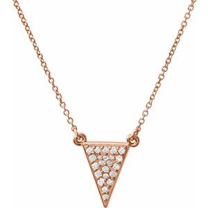 14K Rose 1/5 CTW Diamond Triangle 16.5" Necklace - Siddiqui Jewelers