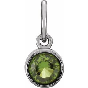 Sterling Silver 4 mm Round Imitation Peridot Birthstone Charm - Siddiqui Jewelers