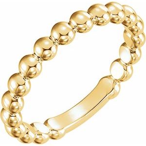 14K Yellow 3 mm Stackable Bead Ring Siddiqui Jewelers
