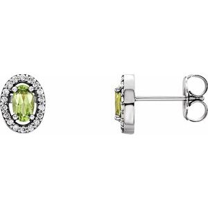 14K White Peridot & .08 CTW Diamond Earrings - Siddiqui Jewelers