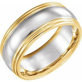 14K Yellow/White/Yellow 8 mm Double Edge Band Size 11 - Siddiqui Jewelers