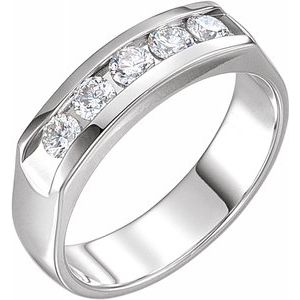 14K White 3/4 CTW Diamond Men's Band - Siddiqui Jewelers