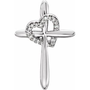 Sterling Silver .04 CTW Diamond Cross with Heart Pendant - Siddiqui Jewelers