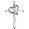 14K White .04 CTW Diamond Cross with Heart Pendant - Siddiqui Jewelers