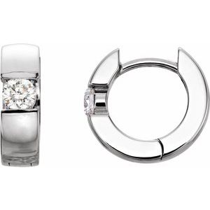 14K White 1/4 CTW Diamond Hinged Earrings - Siddiqui Jewelers