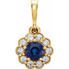 14K Yellow Blue Sapphire & 1/8 CTW Diamond Pendant - Siddiqui Jewelers