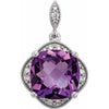 14K White Checkerboard Amethyst & Diamond Pendant - Siddiqui Jewelers