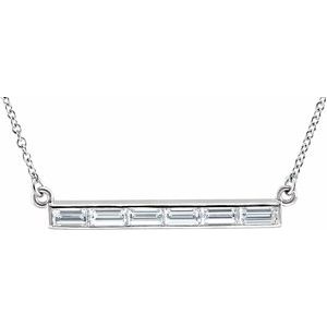 14K White 3/4 CTW Diamond Bar 17" Necklace - Siddiqui Jewelers