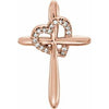 14K Rose .04 CTW Diamond Cross with Heart Pendant - Siddiqui Jewelers